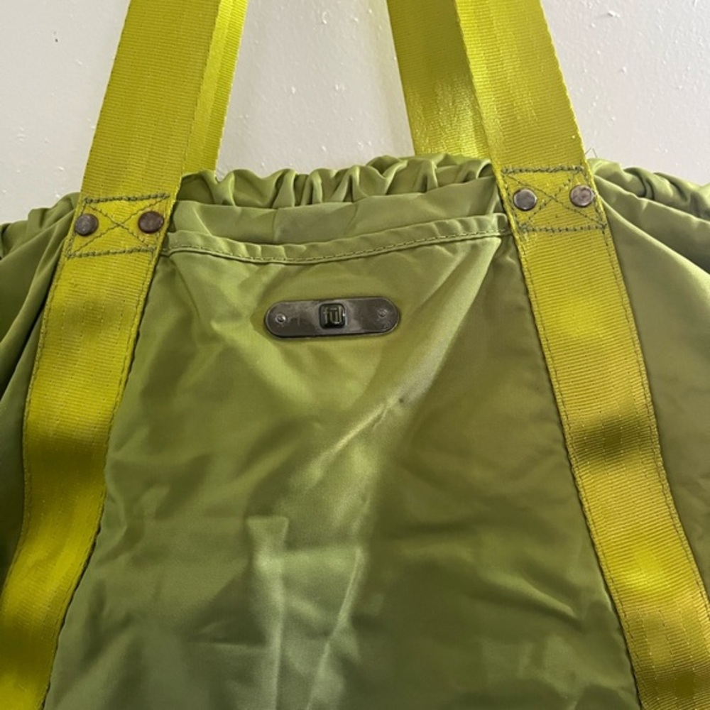 Chic Green Tote with Yellow Straps #Y2k